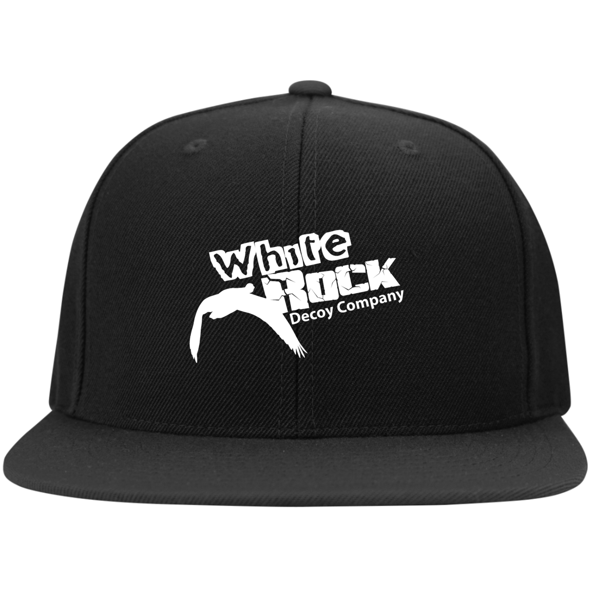 Black Flat Bill Hat White Rock Decoys